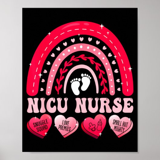 Nicu Nurse Valentines Day Rainbow Neonatal Rn Hear ポスター (正面)