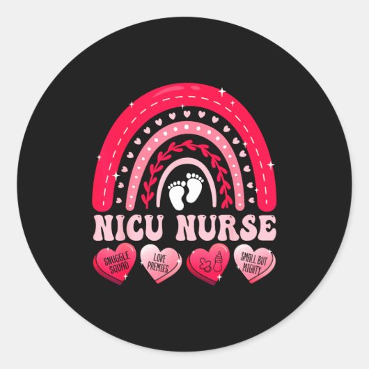 Nicu Nurse Valentines Day Rainbow Neonatal Rn Hear ラウンドシール (正面)