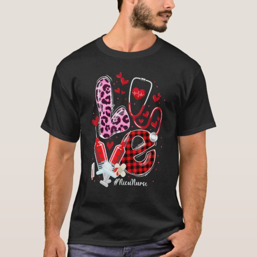 Nicu Nurse Valentines Day Stethoscope ER ICU NICU  Tシャツ (正面)