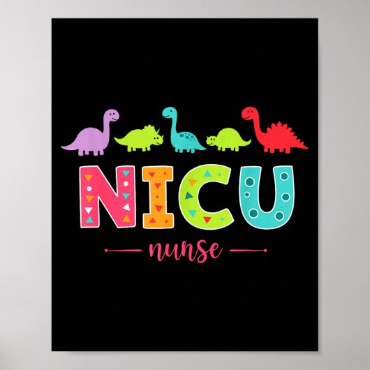 Nicu Nurse With Cute Dinosaurs Pediatric For Women ポスター (正面)
