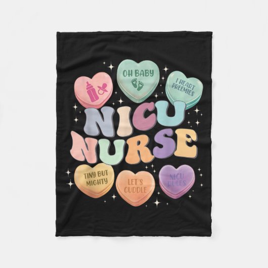 Nicu Valentine Nicu Nurse Valentines Day Icu Nurse フリースブランケット (正面)