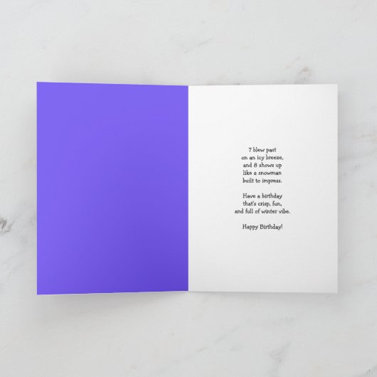 Niece 8th Birthday Snowman Snowy Eight  カード (内部)