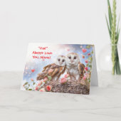 Niece Cute Owls Happy Valentines Day カード (正面)