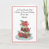 Niece December Birthday Cake Poinsettias カード (正面)