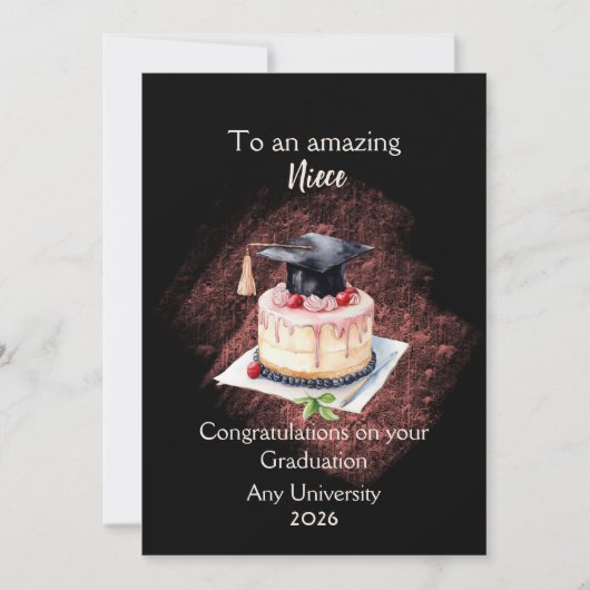 Niece Graduation Cap and Cake Congratulations (正面)