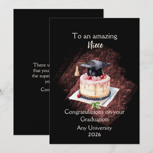 Niece Graduation Cap and Cake Congratulations (正面/裏面)