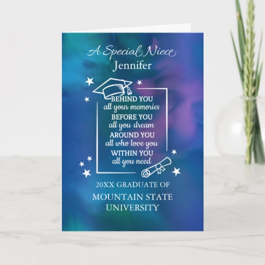 Niece Graduation Personalize Name and School  カード (正面)