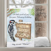 Niece Happy February Birthday Woodpecker カード