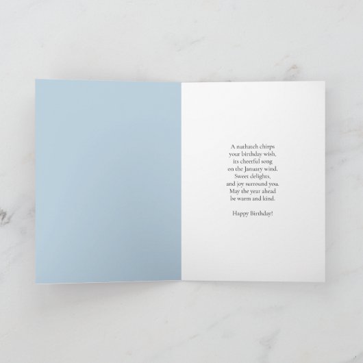 Niece Happy January Birthday Nuthatch  カード (内部)