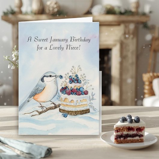 Niece Happy January Birthday Nuthatch  カード