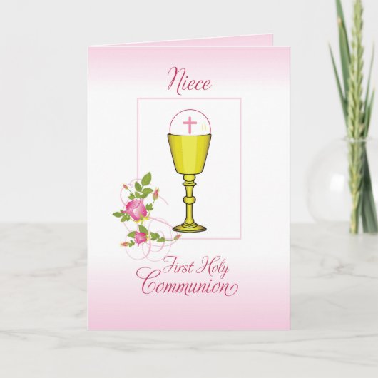 Niece Pink First Holy Communion、Chalice、Host カード (正面)