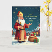 Niece St Nicholas Day Smiles and Warm Wishes カード (黄色い花)