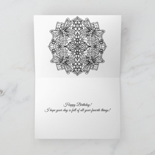 Niece's Birthday, Butterfly Mandala Coloring Page  カード (内部)