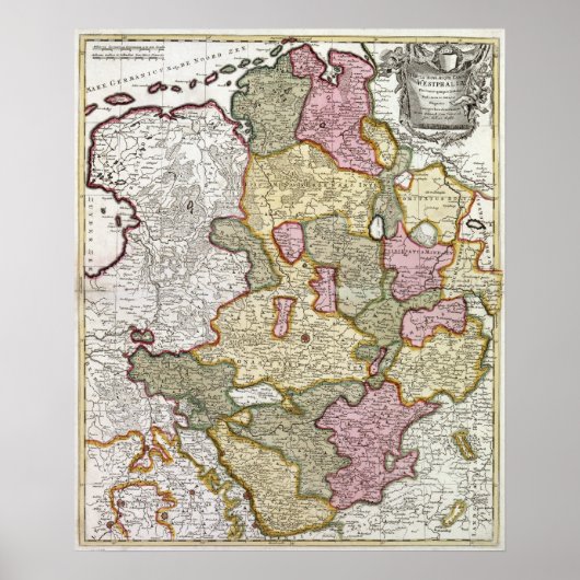 Niederrheinベストファーレンの地図 ポスター (正面)