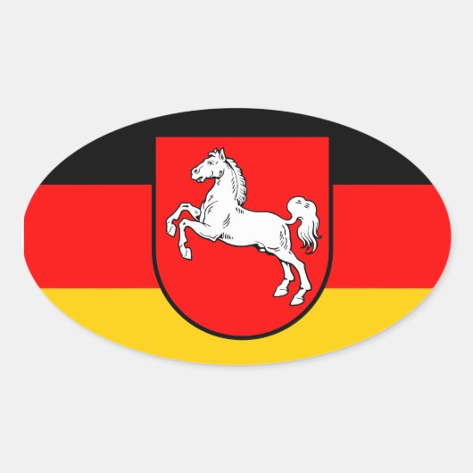 Niedersachsen Flagge mit Wappen 楕円形シール (正面)