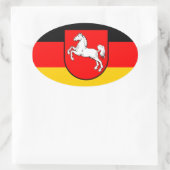 Niedersachsen Flagge mit Wappen 楕円形シール (バッグ)