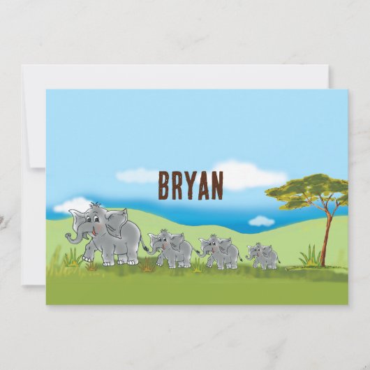 Niedliche Elefanten - Afrika Savanne | 招待状 (正面)