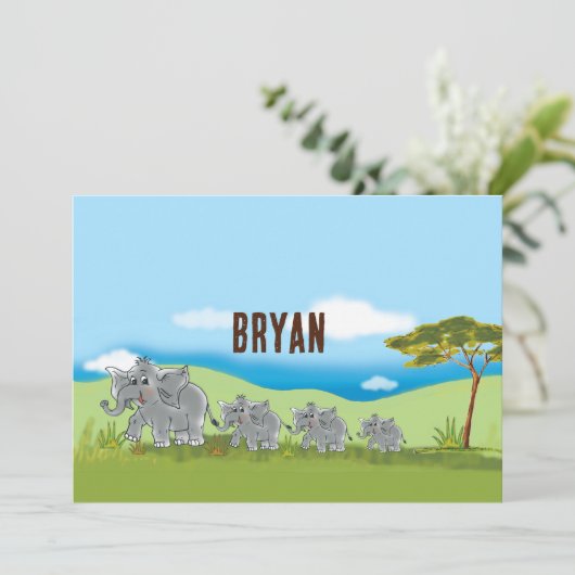 Niedliche Elefanten - Afrika Savanne | 招待状 (スタンド正面)