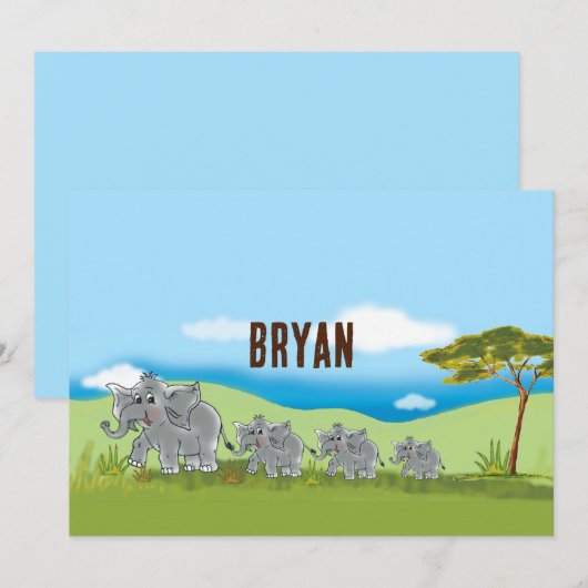 Niedliche Elefanten - Afrika Savanne | 招待状 (正面/裏面)