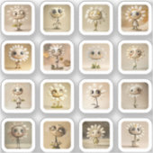 Niedliche Gänseblümchen-Sticker –  16 Sticker シール (正面)