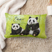 Niedliche Pandabären - handgemalt | Kissen ランバークッション (ブランケット)