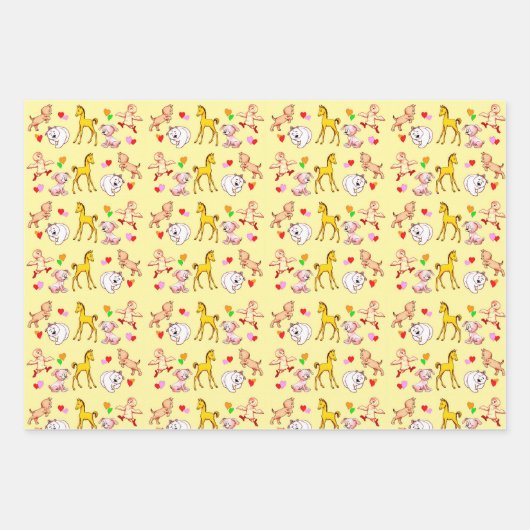 Niedliche Tierbabys ラッピングペーパーシート (正面)