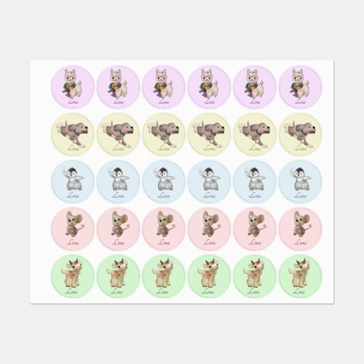 niedliche tiere ラベル (シート)
