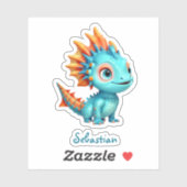 Niedlicher Alien-Drache, türkis - シール (シート)