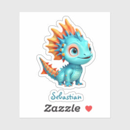 Niedlicher Alien-Drache, türkis - シール