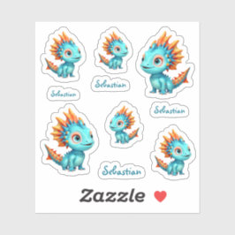 Niedlicher Alien-Drache, türkis - シール