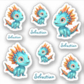 Niedlicher Alien-Drache, türkis - シール (正面)