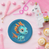Niedlicher Alien-Drache, türkis - ペーパープレート (パーティー)