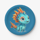 Niedlicher Alien-Drache, türkis - ペーパープレート (正面)