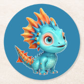 Niedlicher Alien-Drache, türkis - ラウンドペーパーコースター (正面)