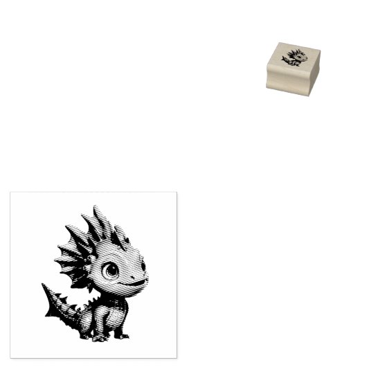Niedlicher Alien-Drache, türkis - ラバースタンプ (押印)