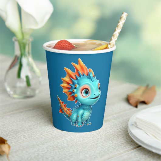 Niedlicher Alien-Drache, türkis - 紙コップ (インサイチュ)