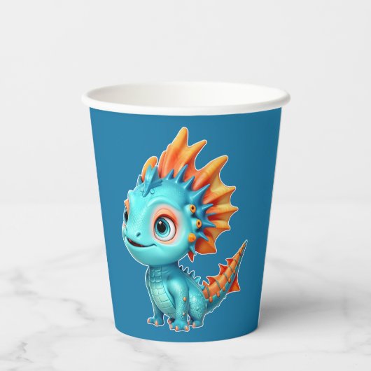 Niedlicher Alien-Drache, türkis - 紙コップ (裏面)