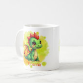 Niedlicher Babydrache grün orange - Kindertasse コーヒーマグカップ (正面左)