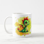 Niedlicher Babydrache grün orange - Kindertasse コーヒーマグカップ (左)