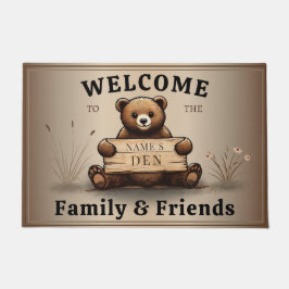 Niedlicher Bärengruß mit Namensschild für Familie ドアマット