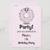niedlicher Donut erster Geburtstag Einladung  招待状 (正面/裏面)