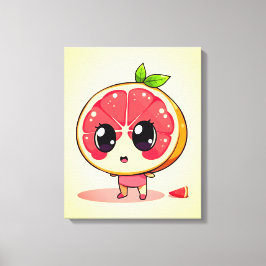 Niedlicher Grapefruit-Charakter キャンバスプリント