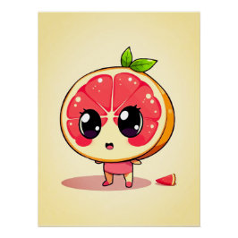 Niedlicher Grapefruit-Charakter ポスター