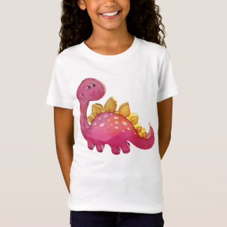 Niedlicher Rosa Dinosaurier Relief 3D-Look Mädchen Tシャツ