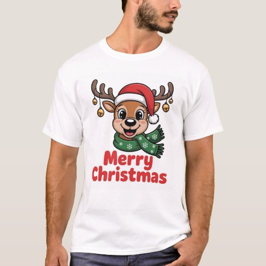 NiedlicherWeihnachtsrentierPulloverMerryChristmas Tシャツ (正面)