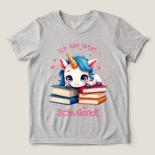 Niedliches Einhorn mit Büchern - Schulkind | トライブレンドTシャツ (デザイン正面)
