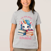 Niedliches Einhorn mit Büchern - Schulkind | トライブレンドTシャツ (正面)