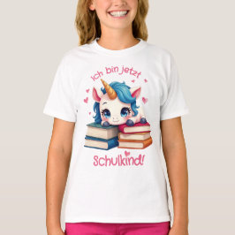 Niedliches Einhorn mit Büchern - Schulkind | Tシャツ