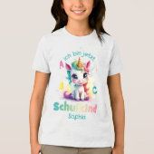 Niedliches Einhorn mit Seifenblasen - Schulkind | トライブレンドTシャツ (正面)