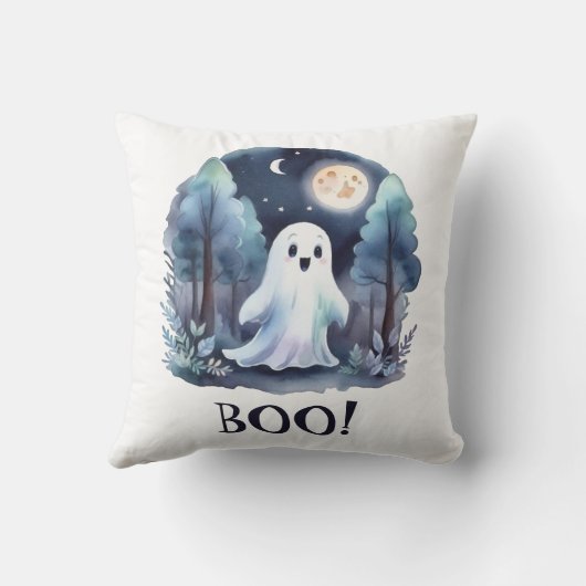 Niedliches Gespenst Geist im Wald Halloween クッション (裏面)